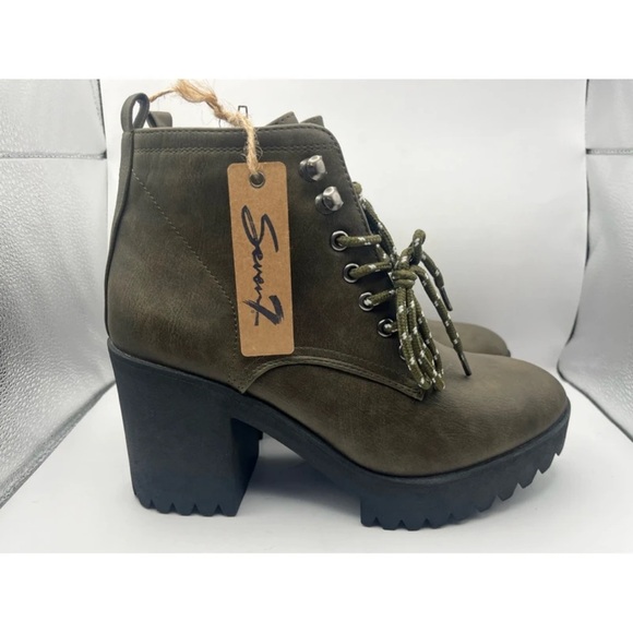 Seven7 Khaki Lace-Up Heeled Boots - Picture 7 of 7